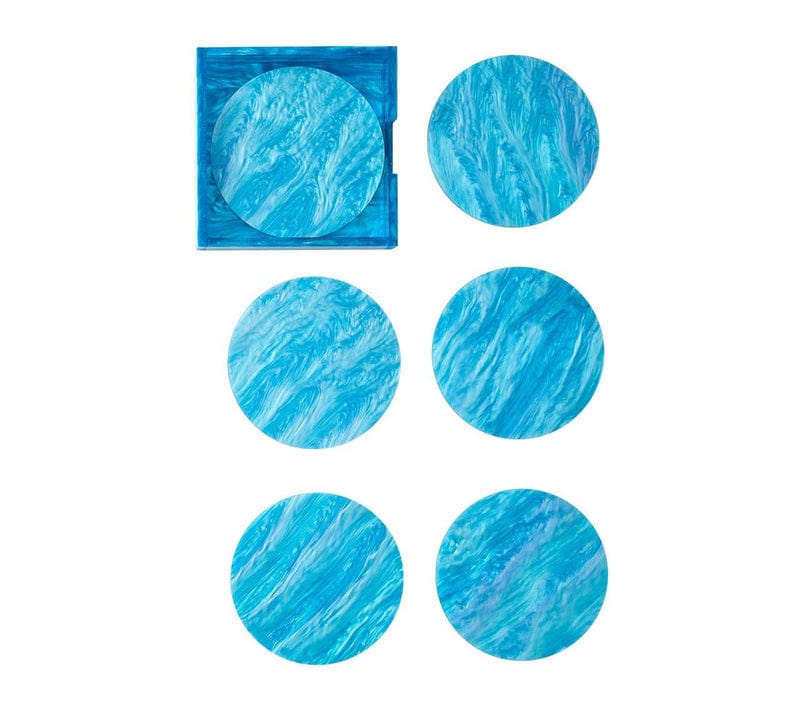 Kim Seybert Mirage Drink Coasters in Aqua - Set of 6