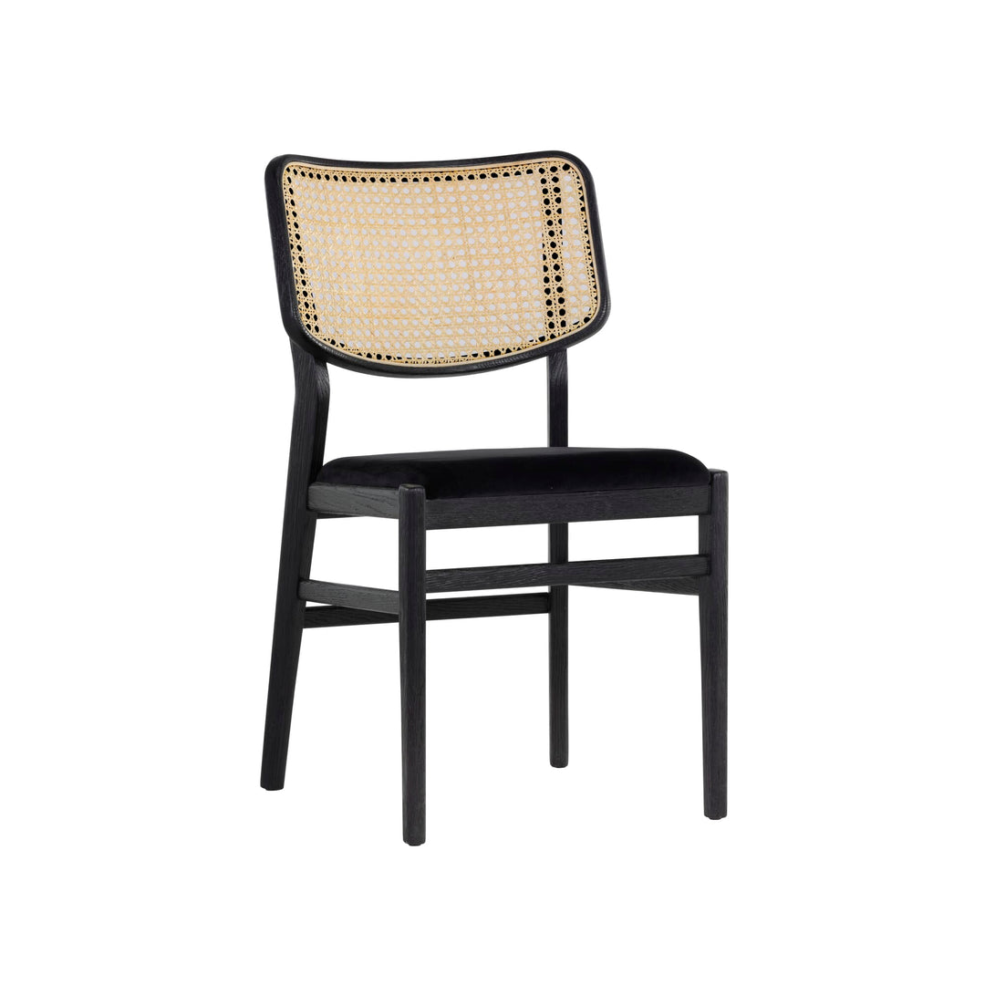 Aster Dining Chair - Velvet Black / Natural - Set of 2