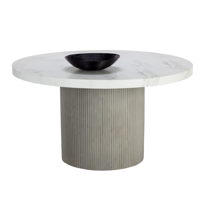 Natalia Dining Table - Light Grey - Marble Look - 55"