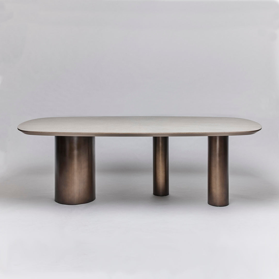 Becket Dining Table - Cliffside Grey - Classic Bronze