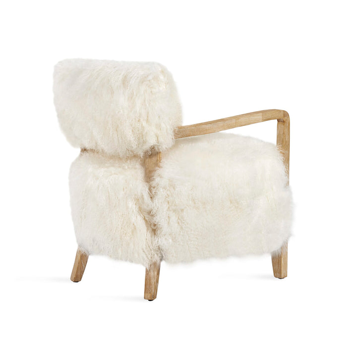 Royce Lounge Chair - Whitewash Finish - Ivory Sheepskin