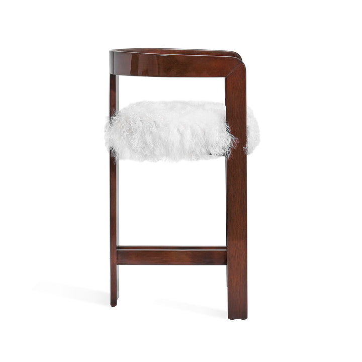 Burke Counter Stool - Walnut Frame - White Upholstery