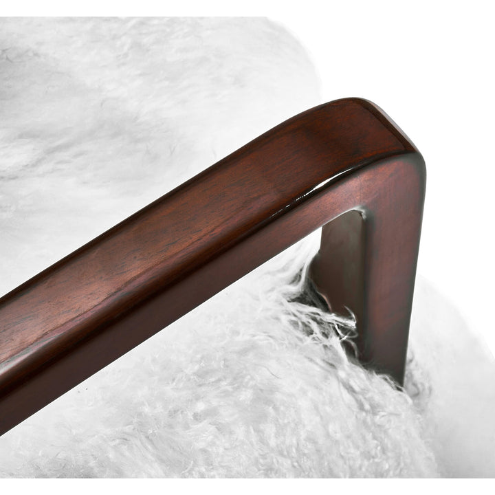 Royce Lounge Chair - Walnut Finish - White Sheepskin
