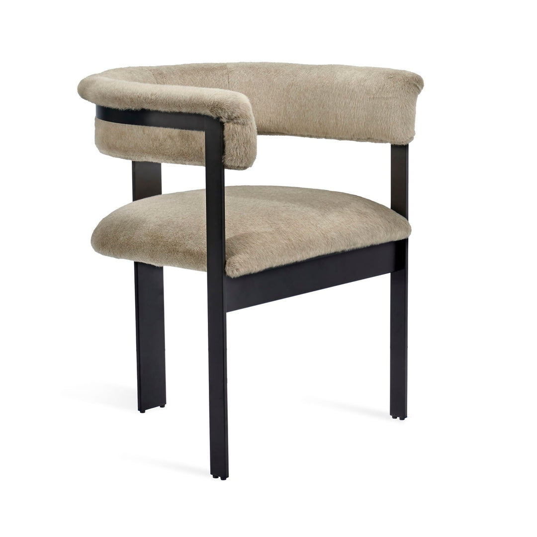 Darcy Dining Chair - Black Frame - Fawn Upholstery