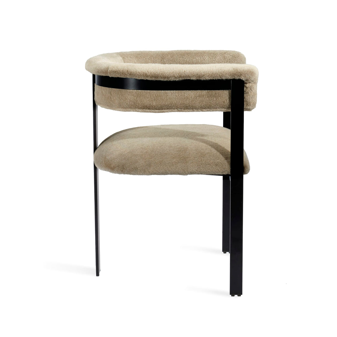 Darcy Dining Chair - Black Frame - Fawn Upholstery