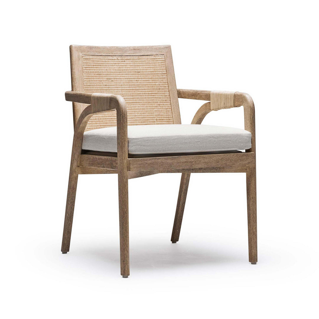 Delray Arm Chair - White Ceruse - Off White - Natural