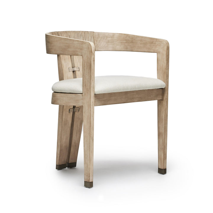 Maryl III Dining Chair - Washed White - Brushed Silver - Natural