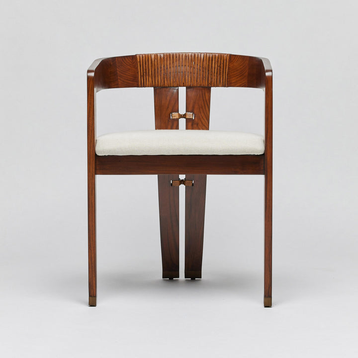 Maryl III Dining Chair - Chestnut - Dark Antique Brass - Natural