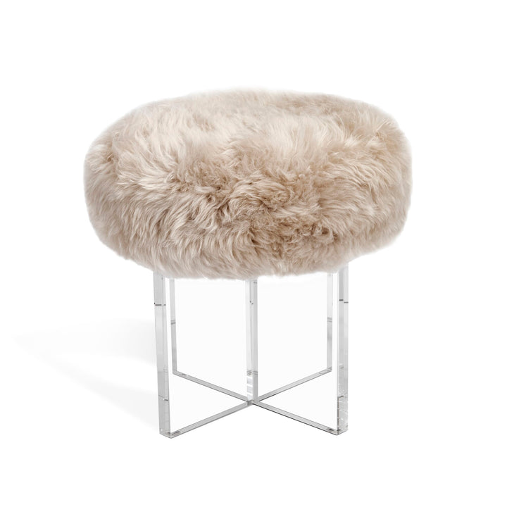 Jules Stool - Clear Acrylic/Morel Taupe Upholstery