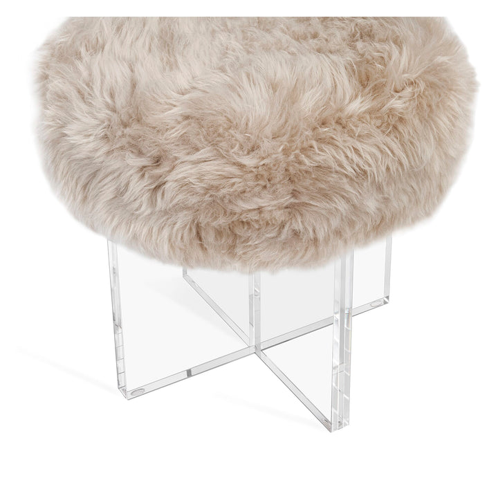 Jules Stool - Clear Acrylic/Morel Taupe Upholstery