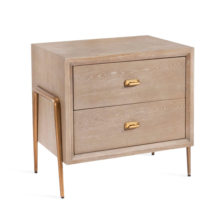 Creed Bedside Chest - Taupe Ceruse/Antique Brass
