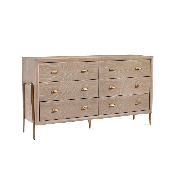 Creed 6 Drawer Chest - Taupe Ceruse/Antique Brass