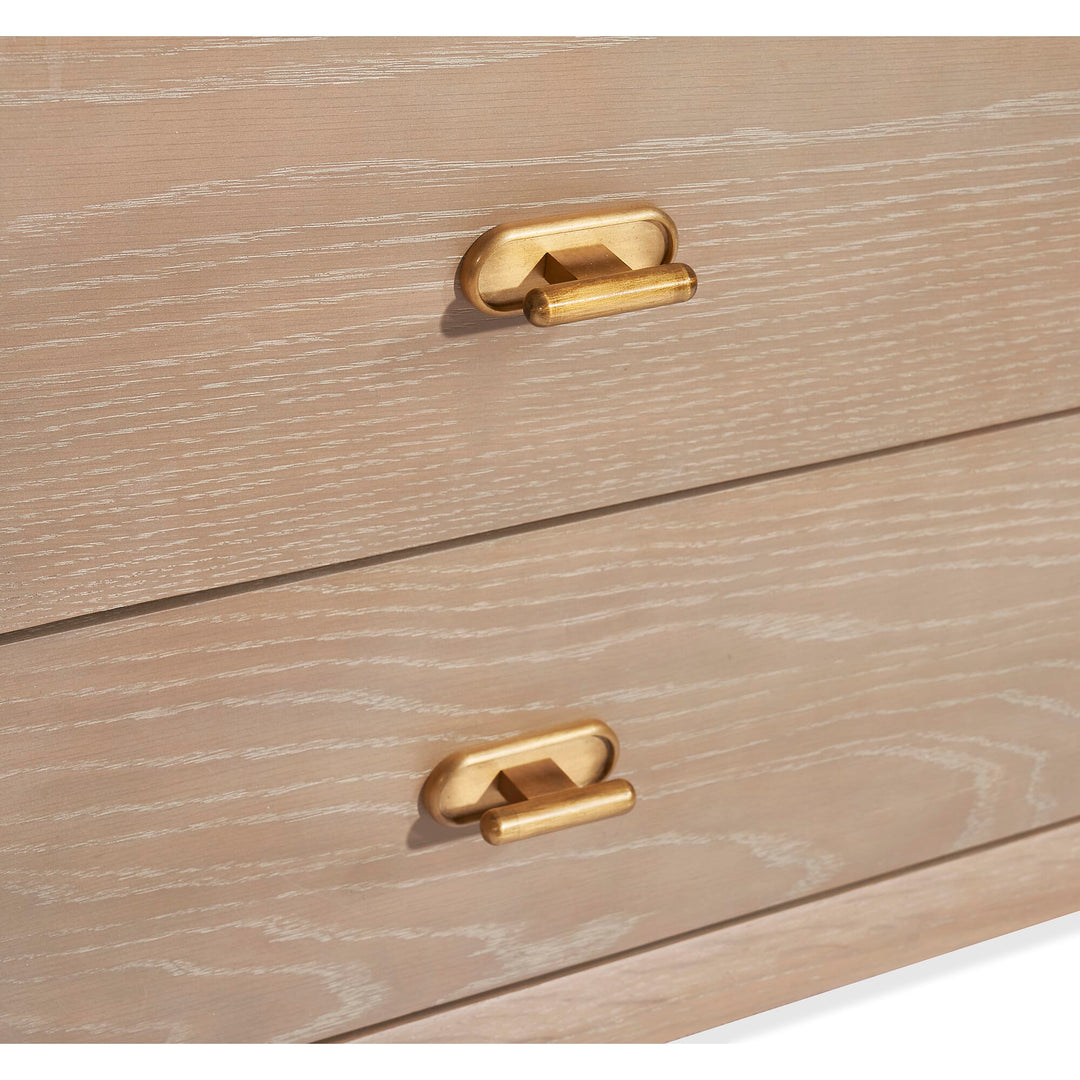 Creed 6 Drawer Chest - Taupe Ceruse/Antique Brass