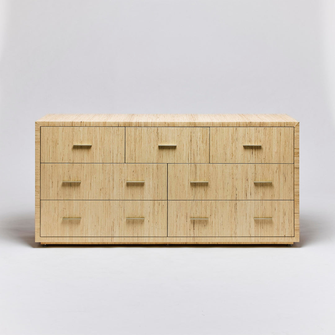 Livia 7 Drawer Chest - Natural - Champagne Silver