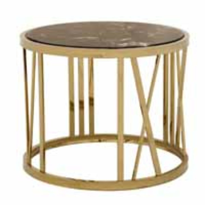 Baccarat Side Table - Gold & Brown