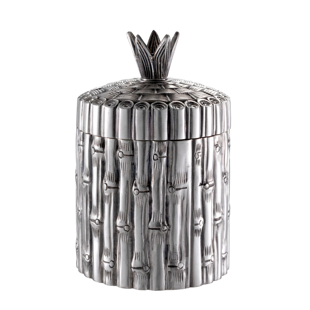 Box Bamboo Round - Antique Silver Plated