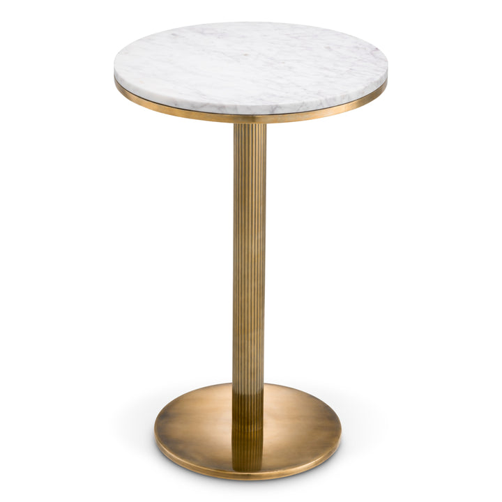 Eichholtz Side Table Tavolara vintage brass finish white marble