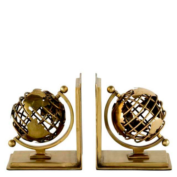 Eichholtz Globe Bookends - Antique Brass