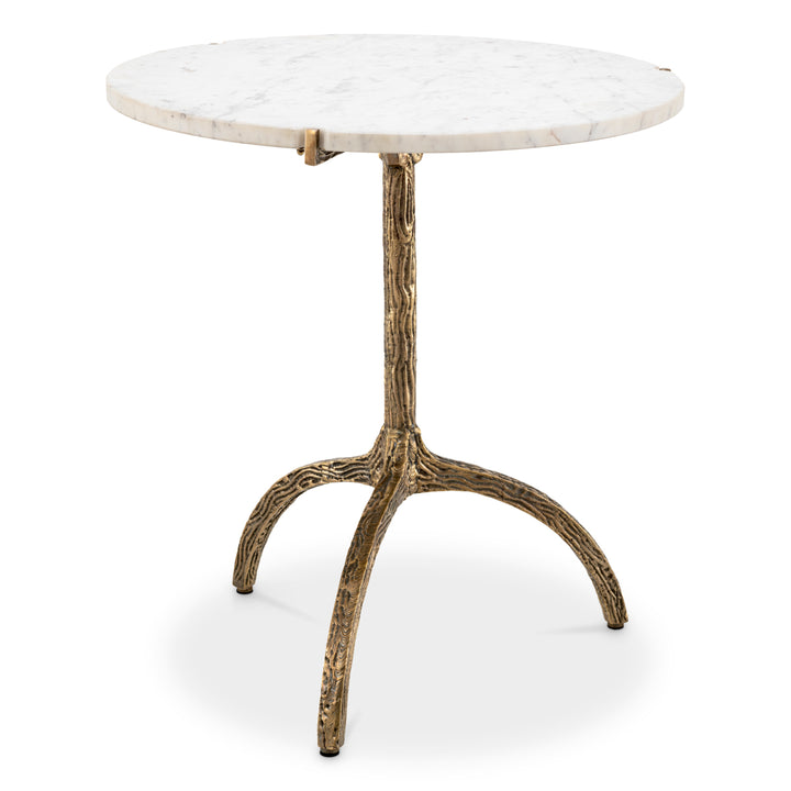 Eichholtz Dining Table Cortina vintage brass finish white marble - low