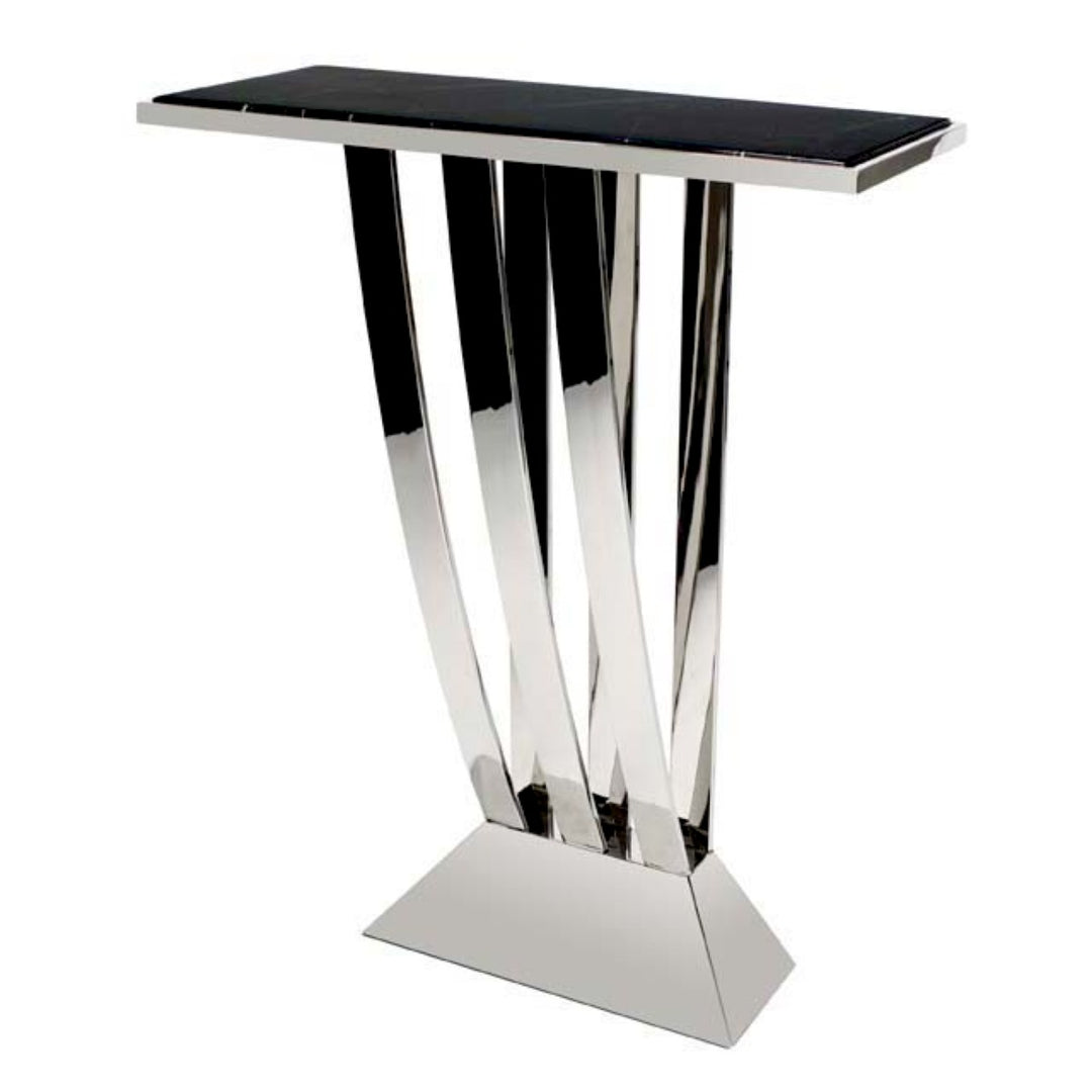 Beau Deco Console Table - Silver & Black