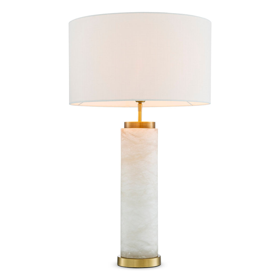 Table Lamp Lxry - Antique Brass Finish Alabaster  Including Off-White Shade UL