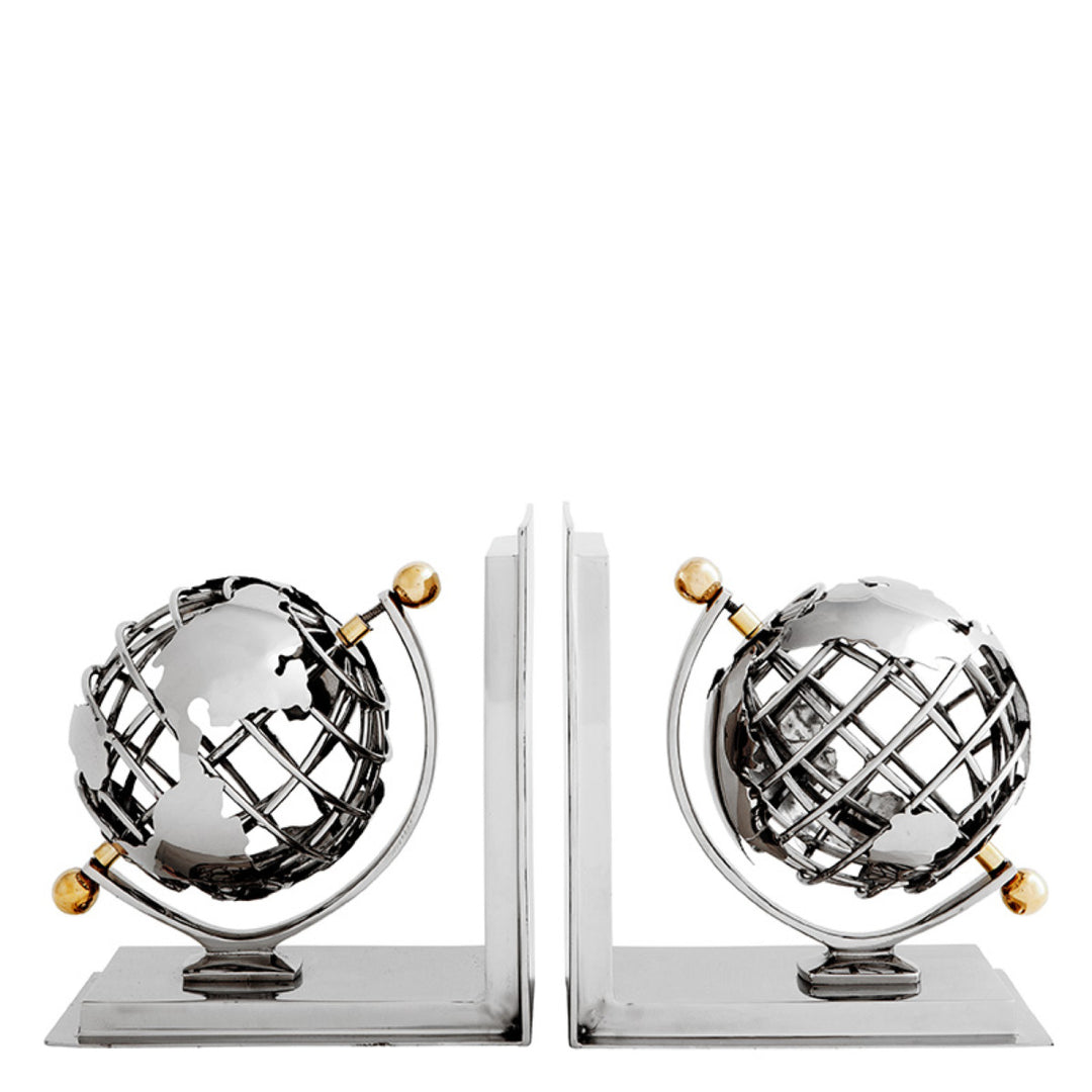 Eichholtz Globe Bookends - Nickel
