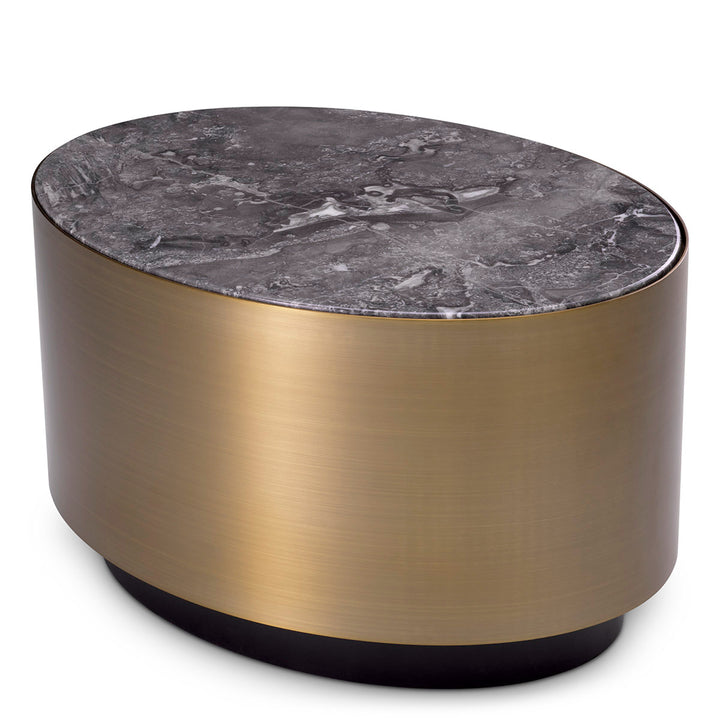 Eichholtz Side Table Porter Oval - Brushed Brass Finish Grey Marble