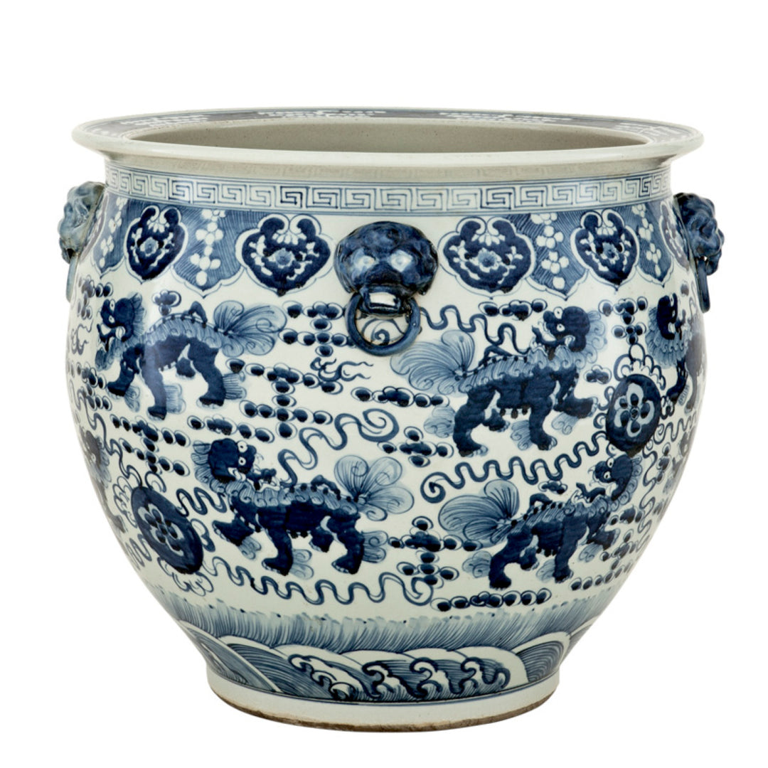 Chinese Fishbowl Vase - Blue