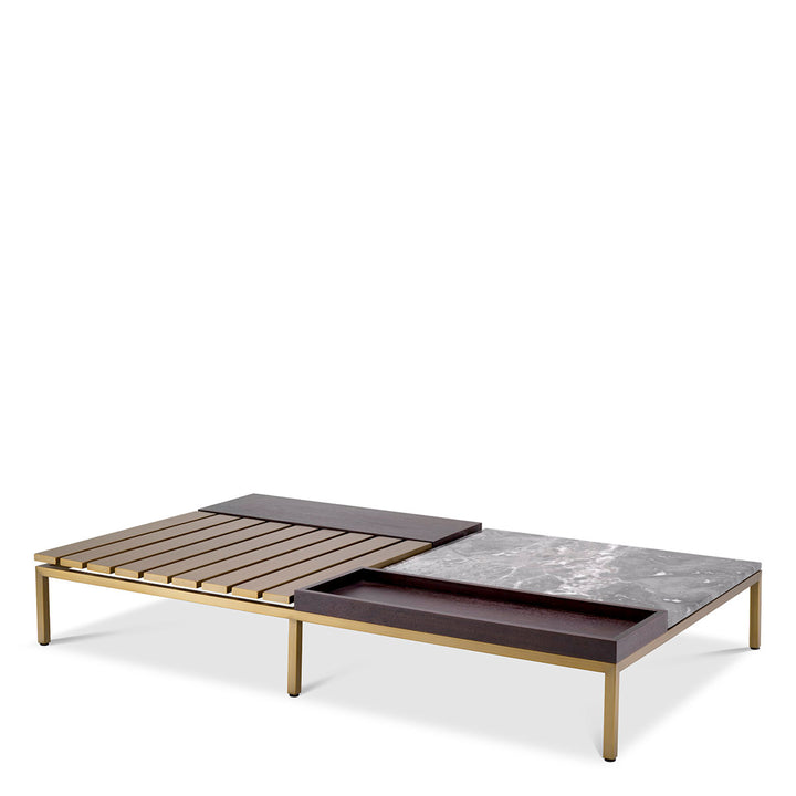 Coffee Table Forma - Brushed Brass Finish Grey Marble