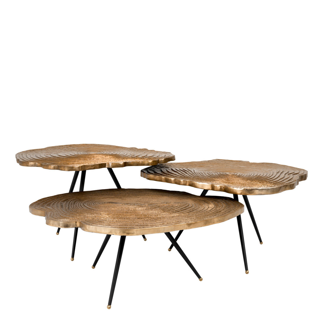 Quercus Coffee Table - Set of 3 - Gold & Black