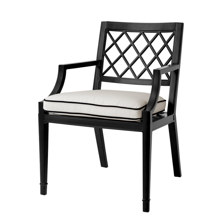 Paladium with arm Outdoor Dining Chair - Black & White