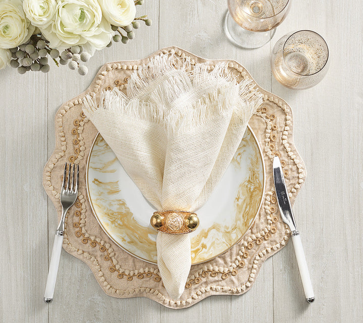 Artesanal Placemat in Natural & Gold - Set of 4