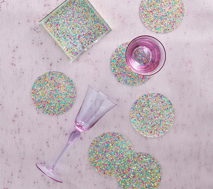 Prism Coasters in Multi - Set of 4 in a Caddy