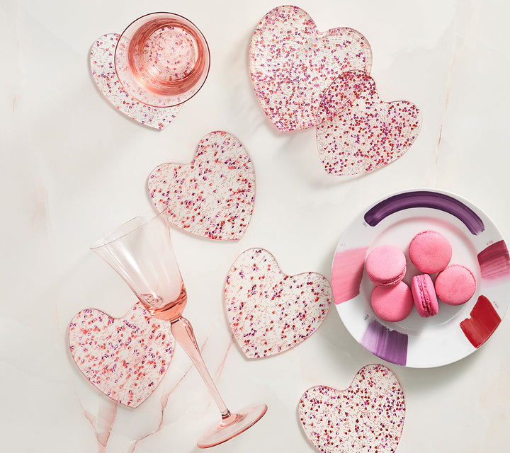 Kim Seybert Sweetheart Coasters in Pink & Red Set of 6