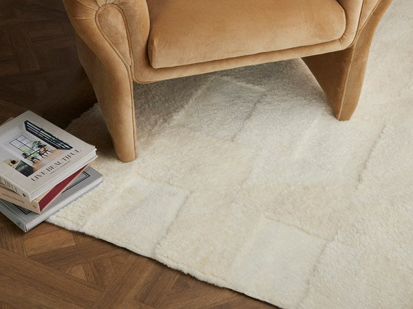 Patchwork Shearling Rug-Cream Shorn - Available in 3 Sizes