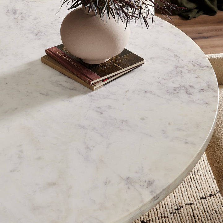 Four Hands Mariah Round Dining Table 60" - White Marble
