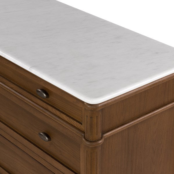 Thierry Marble Chest - Toasted Oak with Polished White