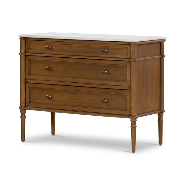 Thierry Marble Chest - Toasted Oak with Polished White