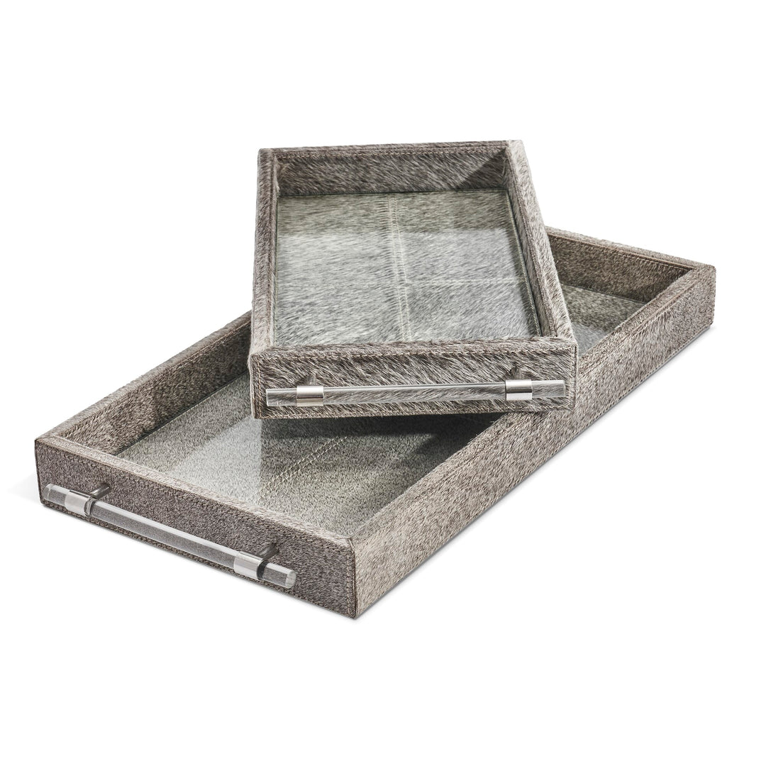 Cassian Trays - Natural Hide/Polished Nickel/Clear