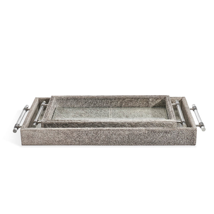 Cassian Trays - Natural Hide/Polished Nickel/Clear