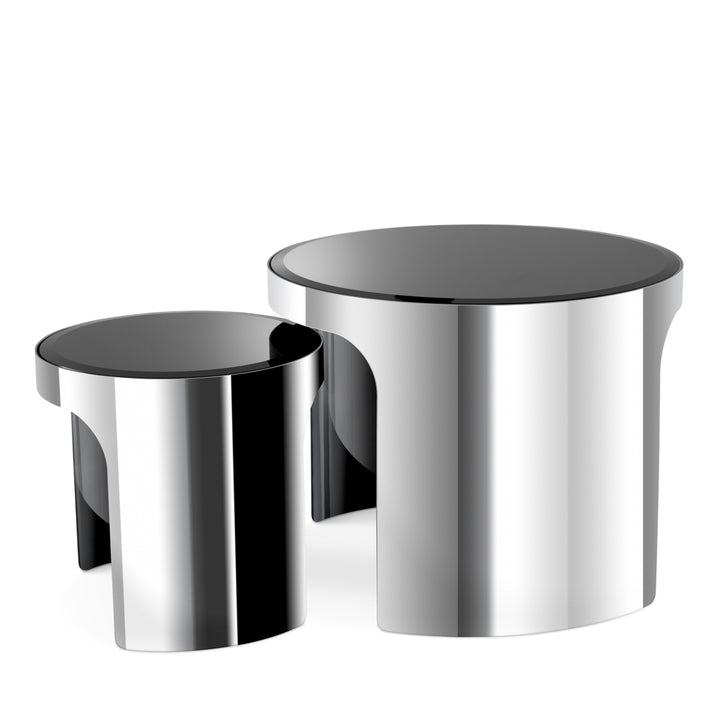 Side Table Piemonte - Polished Stainless Steel - Set Of 2