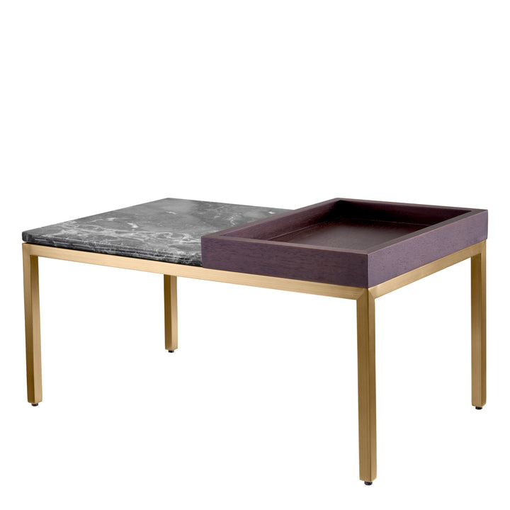 Side Table Forma - Brushed Brass Finish Grey Marble