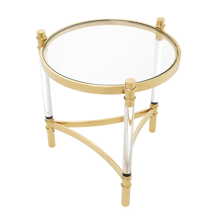 Trento Side Table - Clear & Gold