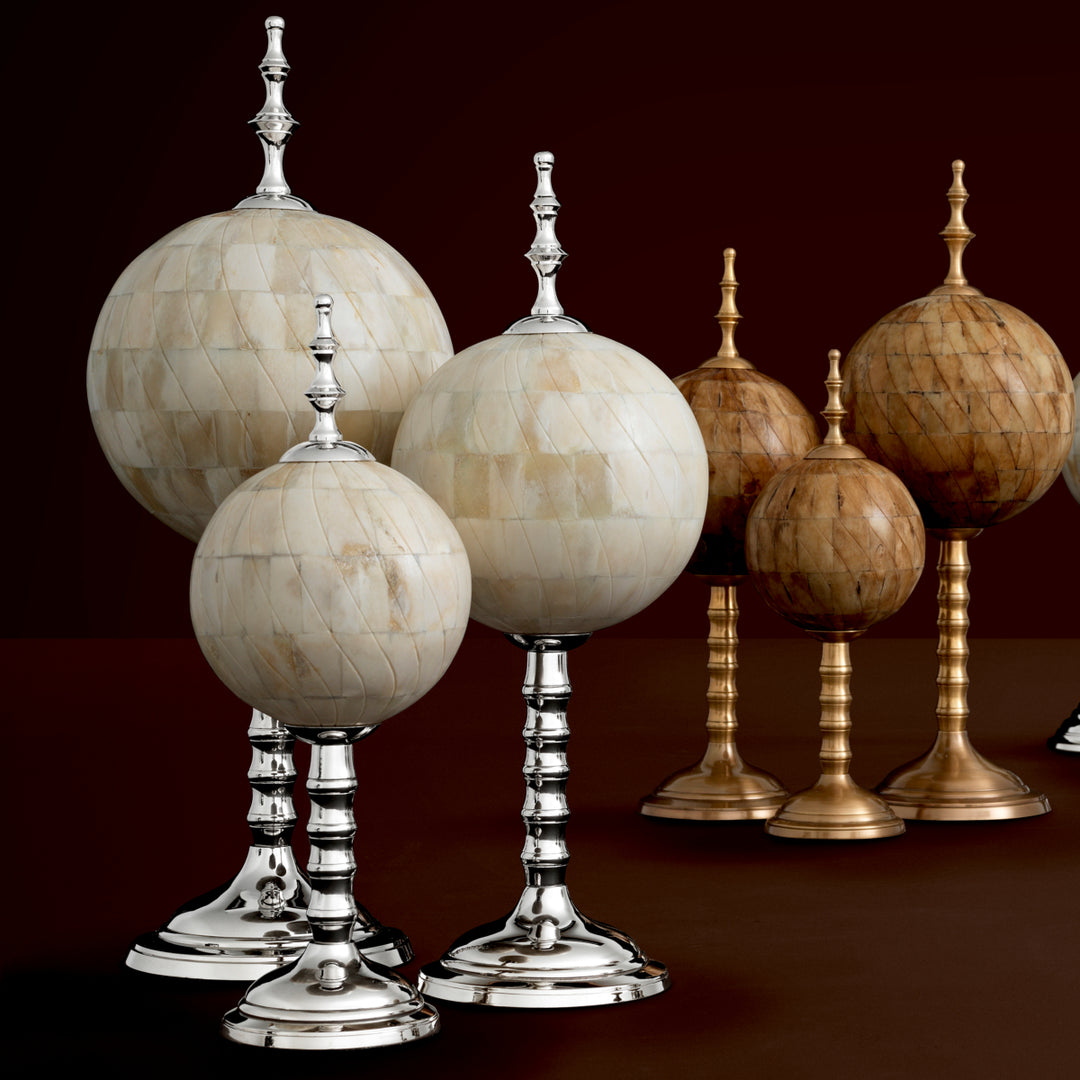Eichholtz Leonardo Decorative Ornament Set of 3 - Antique Brown Bone & Antique Brass