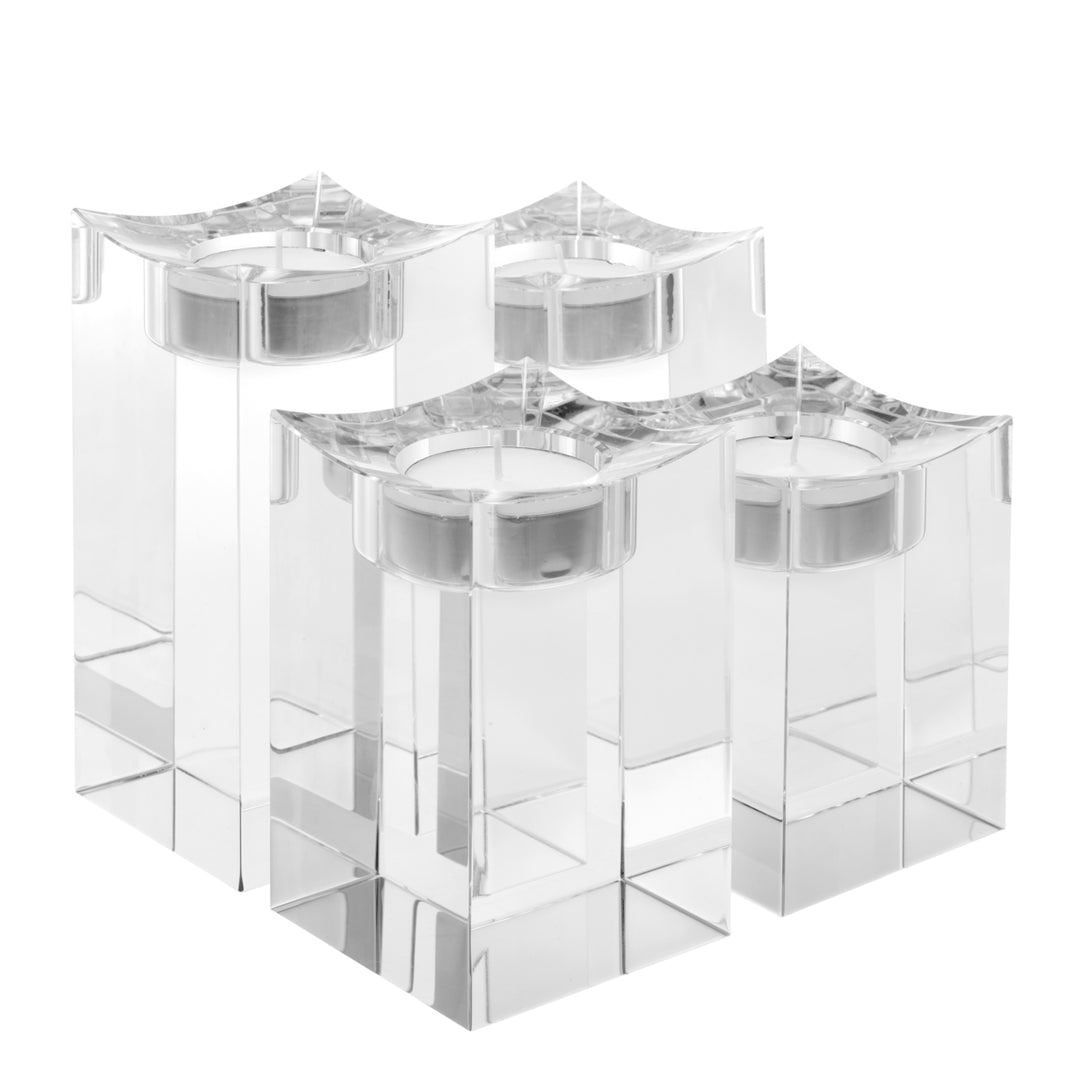 Eichholtz Tealight Holder Giancarlo Large - Set Of 4 - Crystal Glass