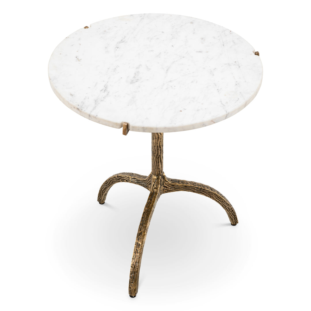 Eichholtz Dining Table Cortina vintage brass finish white marble - low