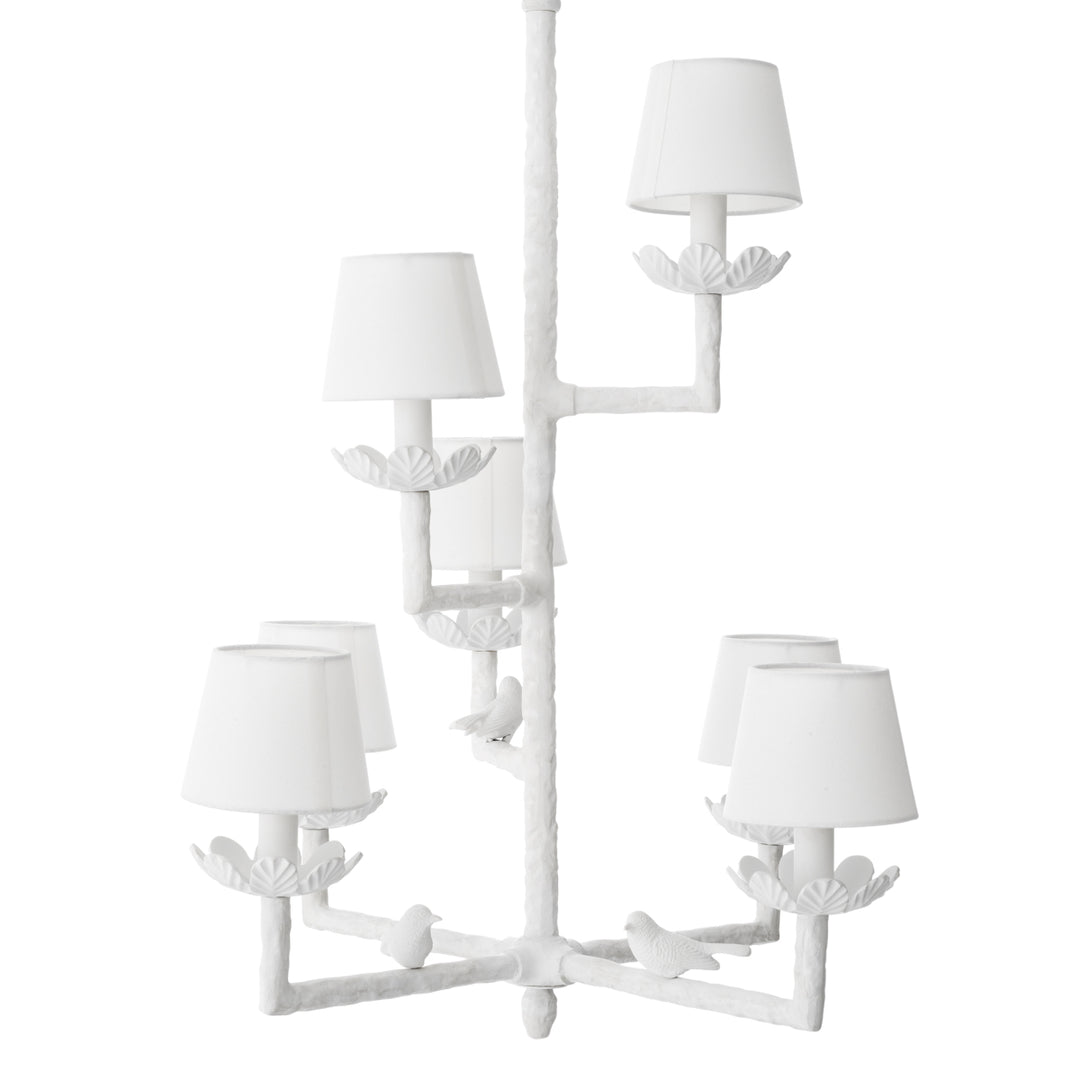 Chandelier Nature - Matte White Finish Incl Shades UL