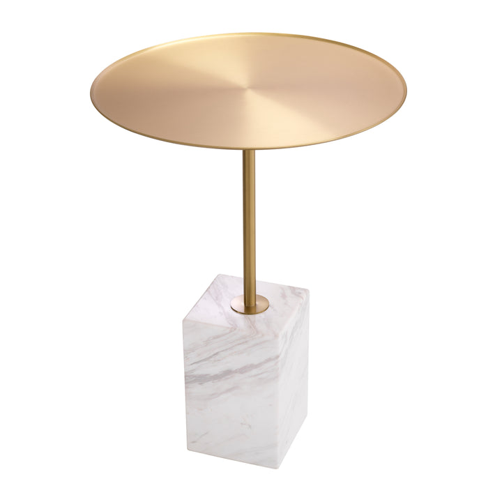 Side Table Cole - Brushed Brass Finish White Marble