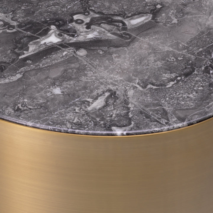 Eichholtz Side Table Porter Oval - Brushed Brass Finish Grey Marble