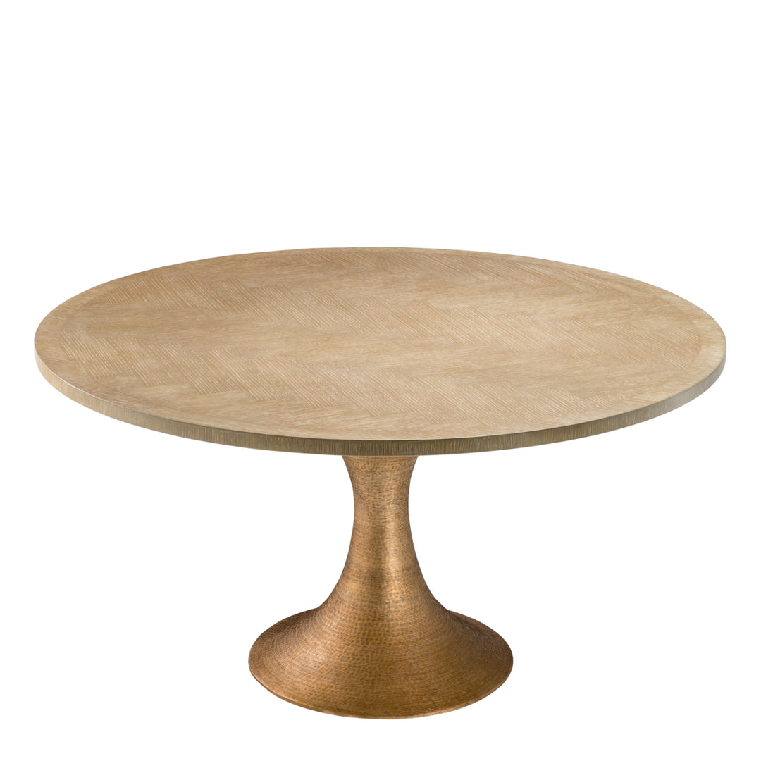 Melchior Round Dining Table - Beige & Bronze